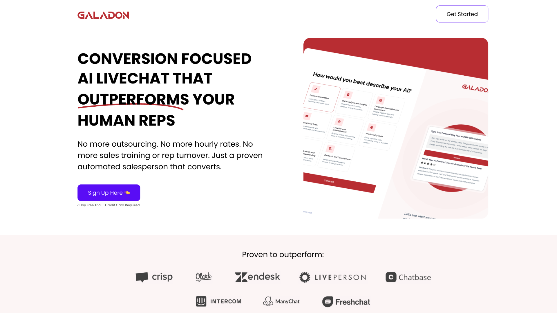 Galadon - Sales Trained AI LiveChat Rep
